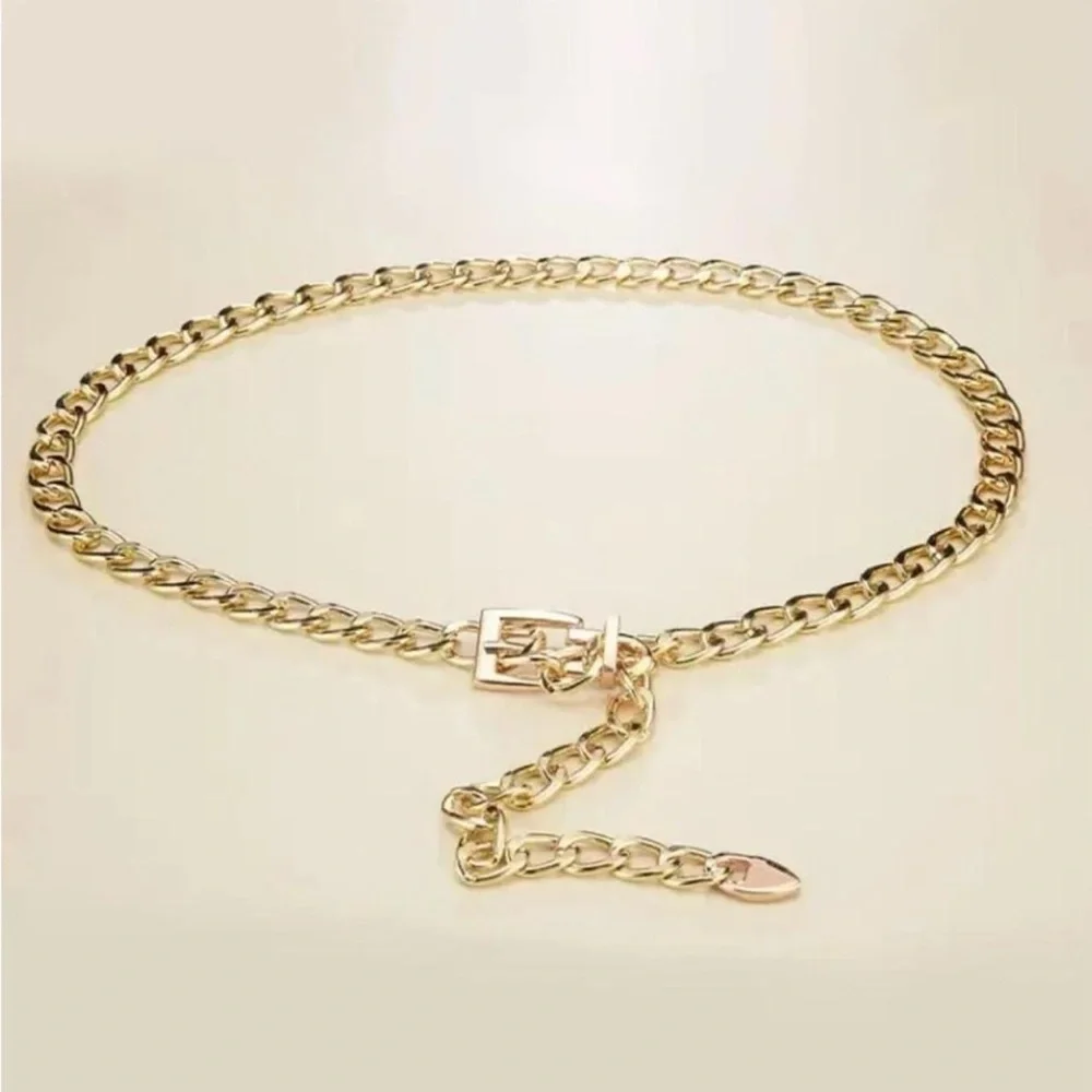 Stylish Chain Belt Casual Golden Plated Metal Waist Chain Adjustable One‎ Size